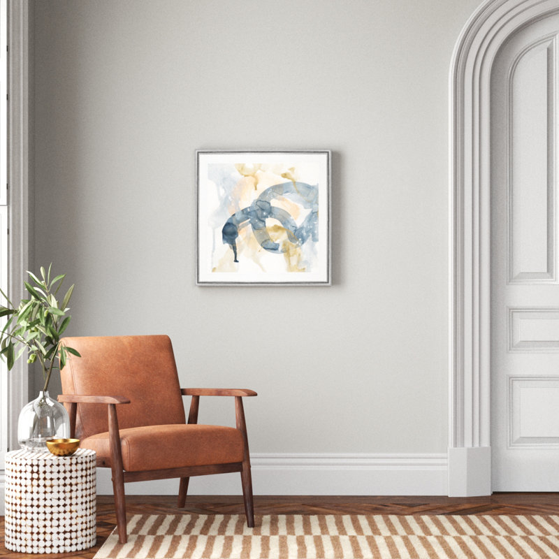 Barteld, «Liquide Blueprint», reproduction d'art sur toile, H 26,5 po x l 26,5 po x P 1,5 po, Encadrement argenté