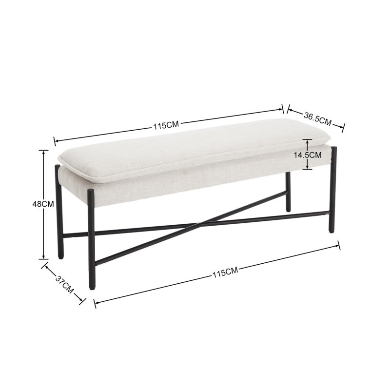 Tavione Upholstered Bench, Beige