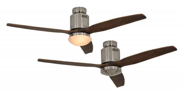 Maegan 132cm Ceiling Fan with Light Kit, Brushed Chrome with Walnut Blades