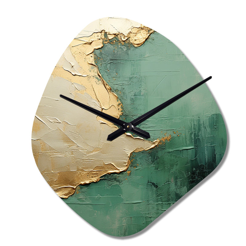 Horloge murale en métal beige et vert Noack Fusion II - horloge murale asymétrique, Grand