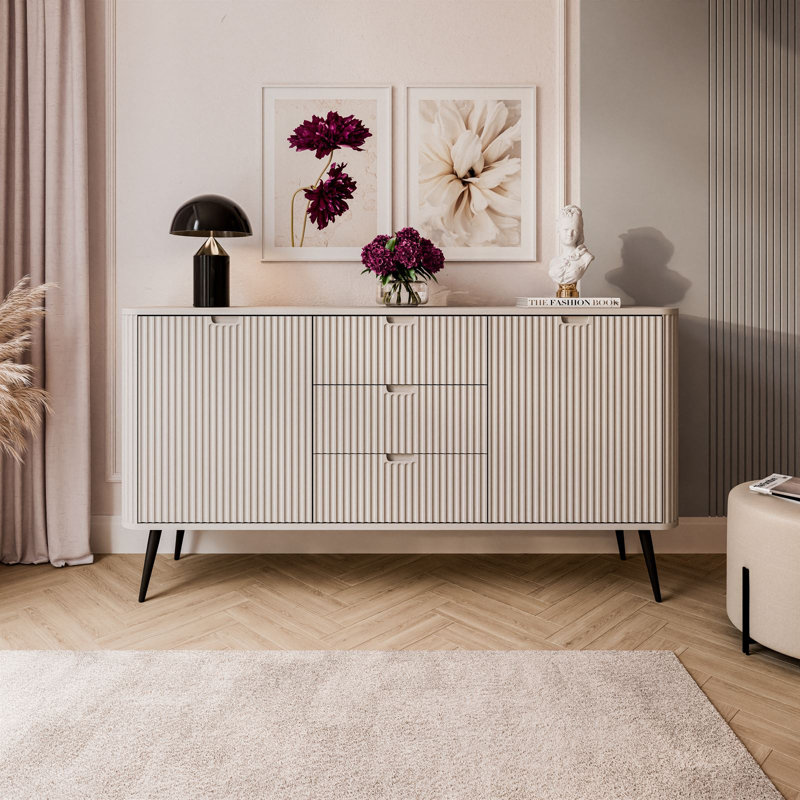 Mandloi Sideboard with 3 Drawers and 2 doors, Cashmere