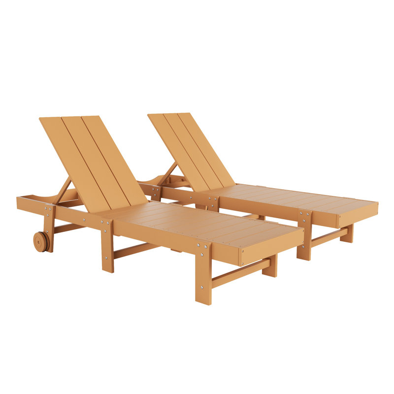 Ensemble de chaises longues inclinables en polyuréthane Joubert, Teck
