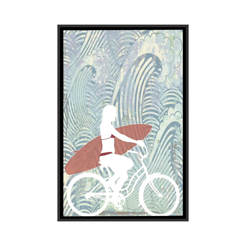 «Surf», reproduction sur toile, H 26 po x l 18 po x P 1,5 po, Toile avec cadre noir, Pas de tapis