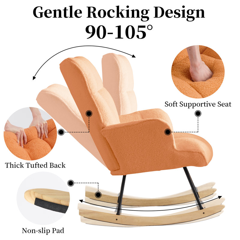 Solid + Manufactured Wood/Iron Rocking Chair, Orange