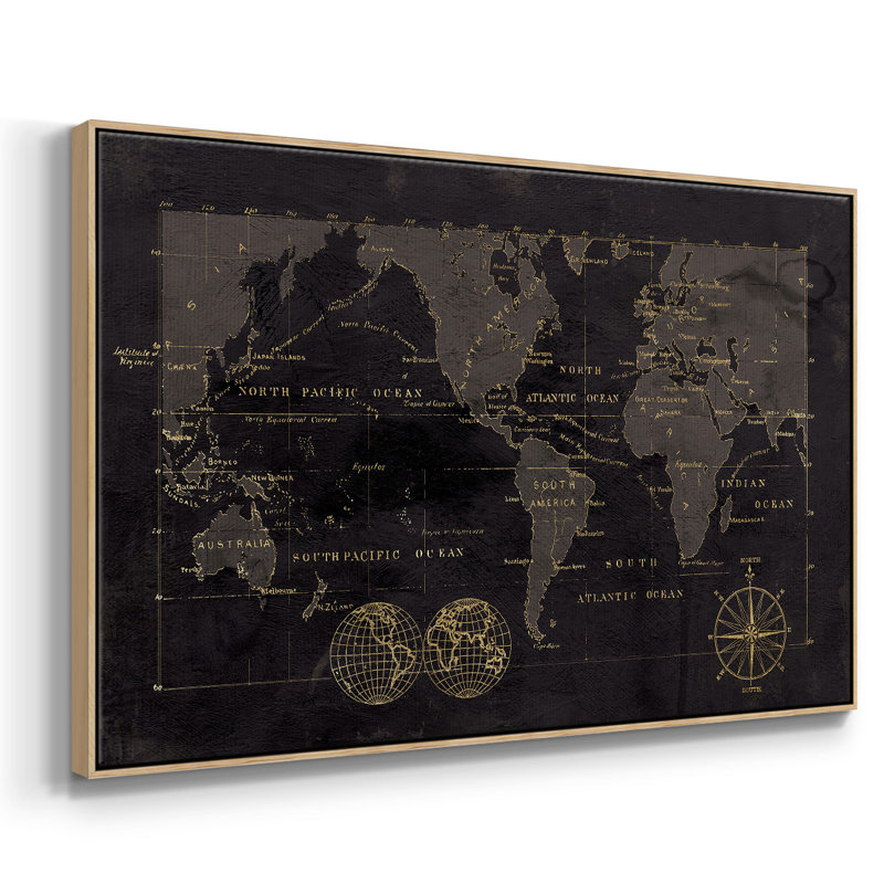 «Black Gold Map», reproduction encadrée sur toile, Naturel, H 17 po x l 25 po x P 2 po