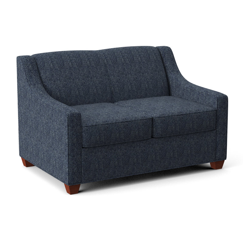 Phillips 52" Square Arm Sofa Bed with Reversible Cushions, Connelly Blue Jay, BM Cherry