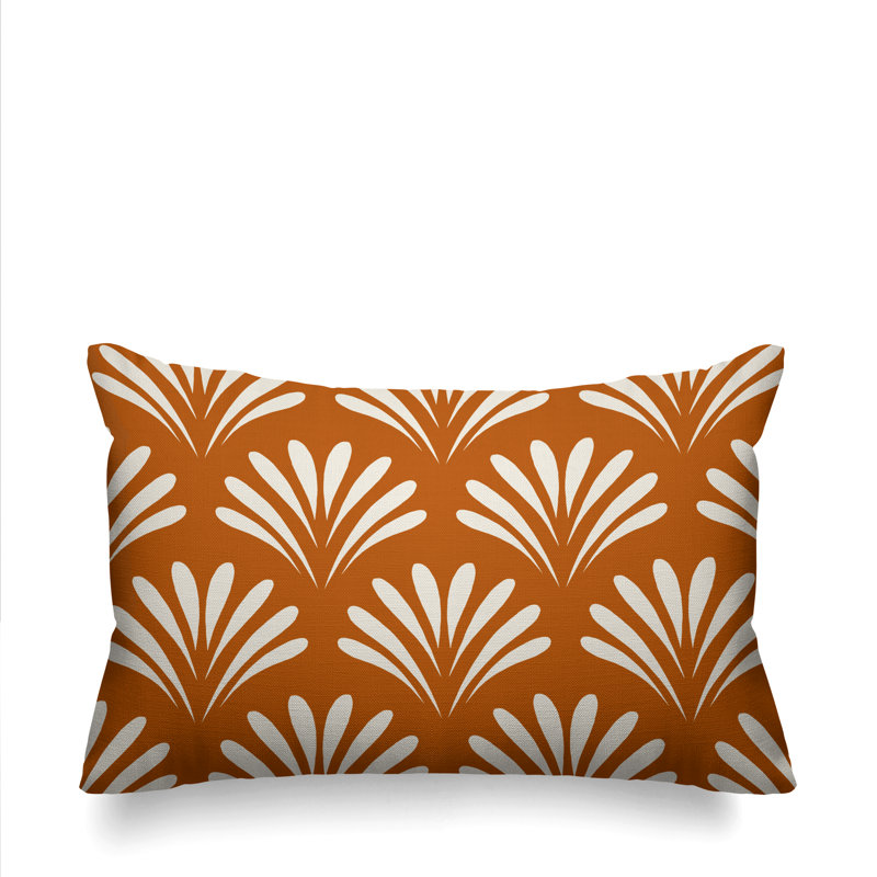 Coussin décoratif intérieur / extérieur Flower Burst, Orange brûlé, H 20 po x l 14 po, Carré