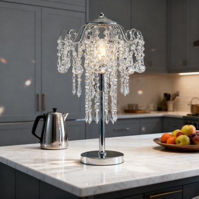 Lampe de table moderne en cristal avec base en métal pour chambre à coucher, salon, bureau et table de chevet