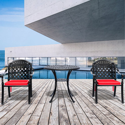 Black Cast Aluminum Patio Furniture With Cushions Outdoor 3 - Black, For Adventures
