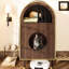 21 Cat Bed And Litter Box Enclosure Two-Level Retreat For Cats Modern Arch Design Material With Non-Slip Metal Covers Space Long-Lasting
