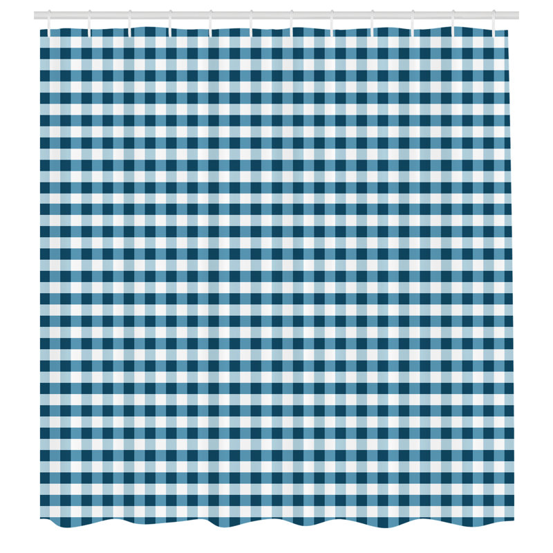 Ensemble de rideau de douche + crochets, H 84 po x l 69 po, Bleu mer