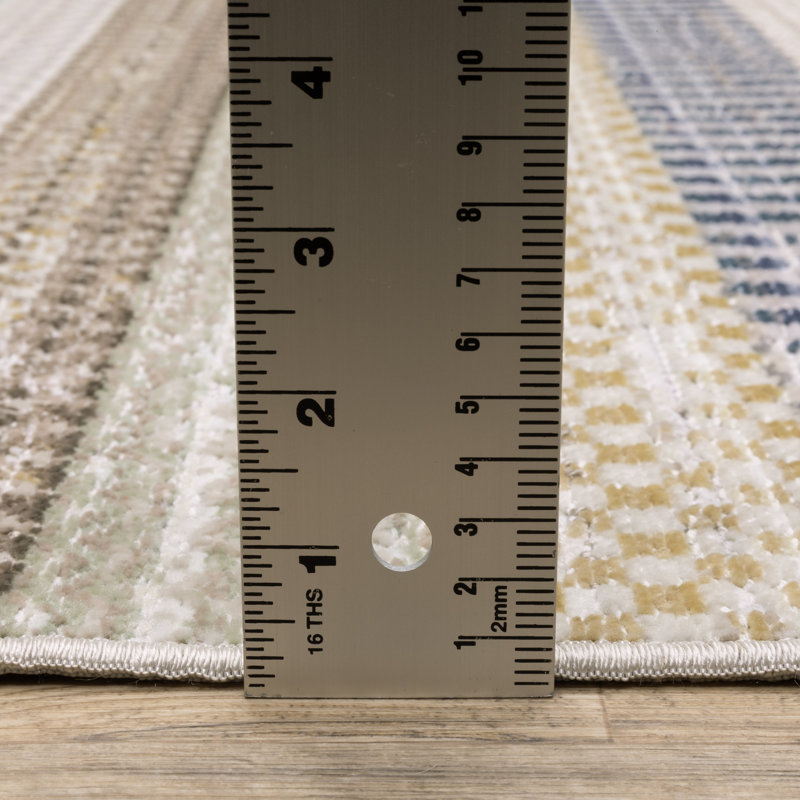 Goulart Textural Geometric Striped Ivory/ Multi Area Rug, Runner 2'7" x 7'10"