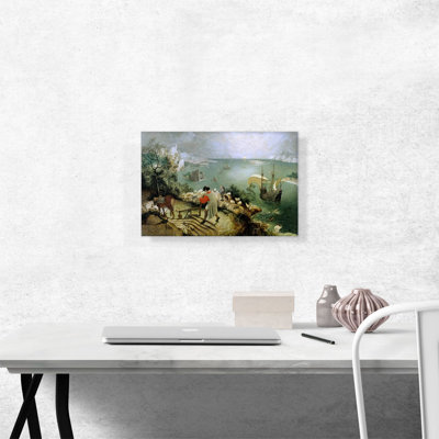 "Paysage avec la chute d'Icarus 1555" par Peter Bruegel l'Ancien, reproduction d'art sur toile tendue