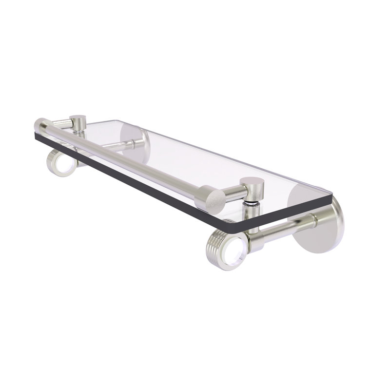 Tablette murale en verre Margolis, Nickel satiné, H 3,75 po x l 22 po x P 5,65 po