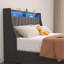 Lit pour chambre à coucher grand lit, rangement portatif à DEL et 4, cadre de lit en lin gris foncé avec contenants de rangement pour éclairage
