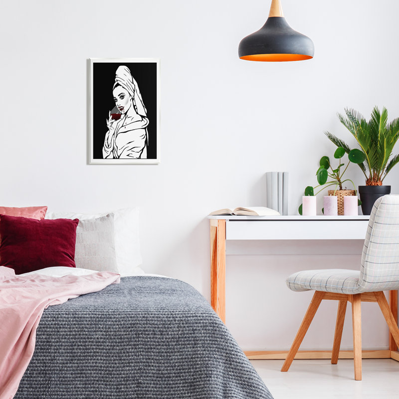 «Vampire Wine Glass Glam Woman» par Ziwei Li - impression, H 19 po x l 13 po x P 0,5 po, Unframed