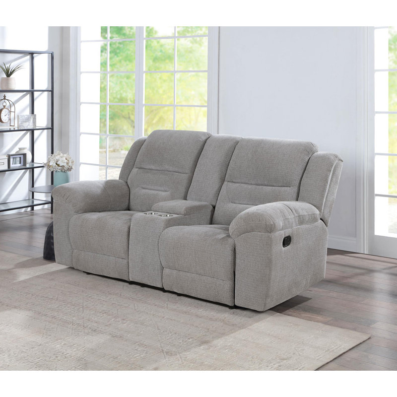 Chenille Upholstered Reclining Loveseat Grey
