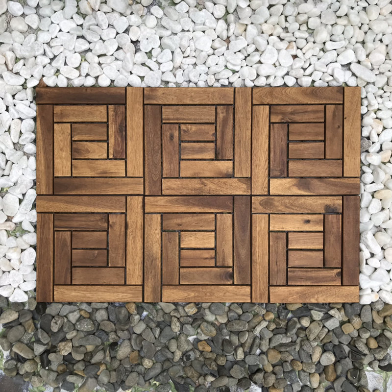 12.2047'' L x 12'' W Wood Interlocking Deck Tile in Brown