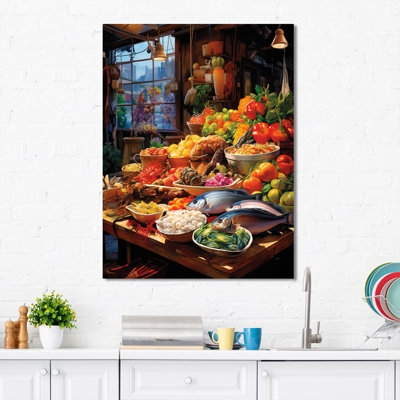 Alimentation, fruits de mer et marché - reproduction sur toile