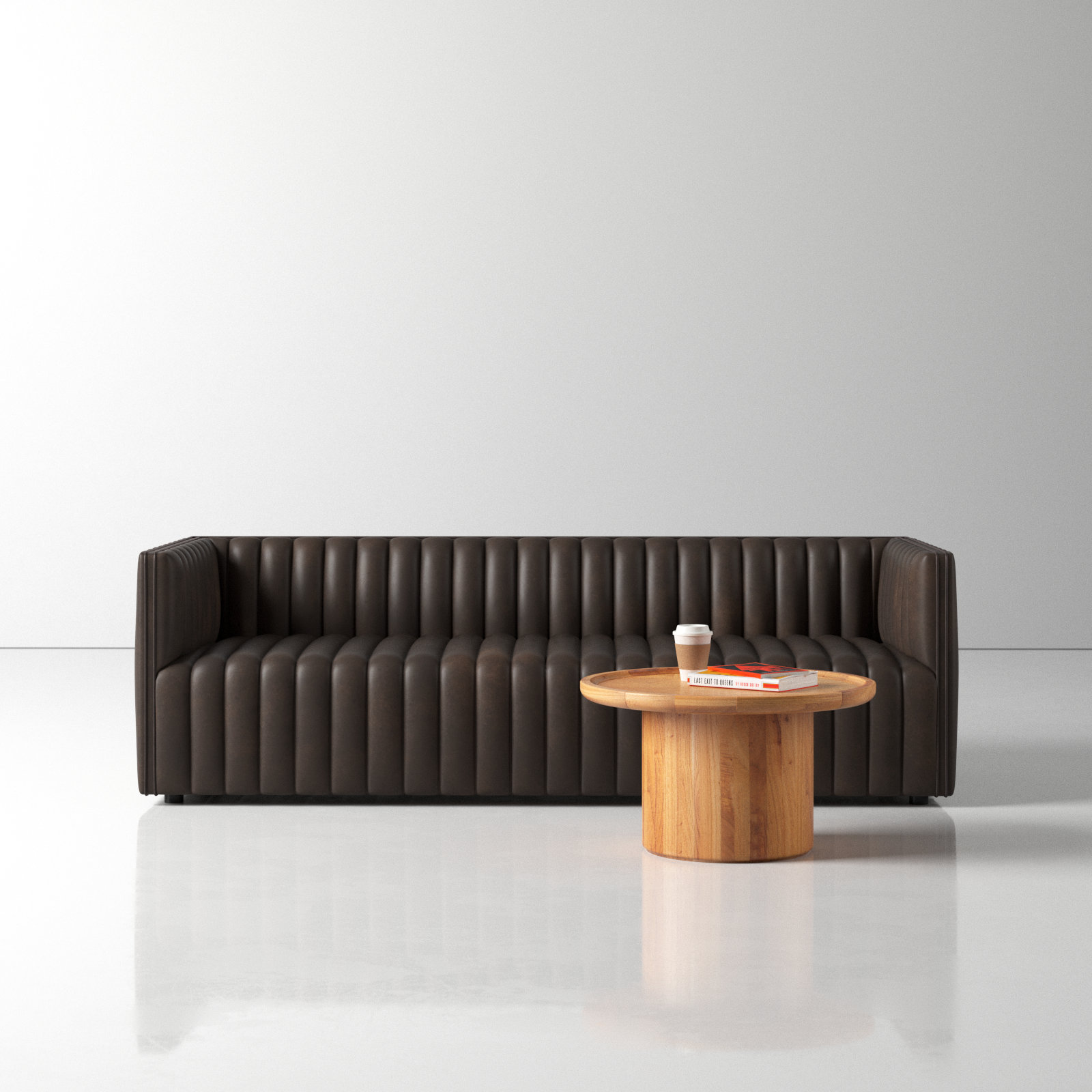 Brandt 97'' Upholstered Sofa, 26.5" H x 97" W x 35" D, Deacon Wolf Genuine Leather