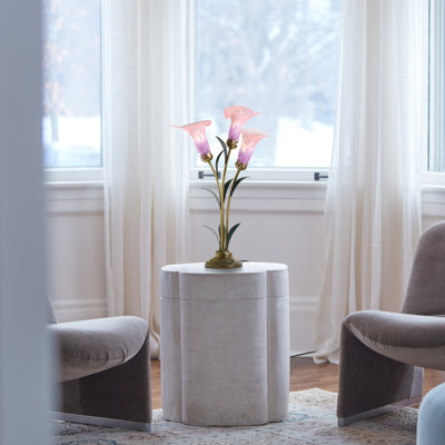 Lampe d'appoint en verre soufflé à la main 23,5 po 3 lumières calla Lily