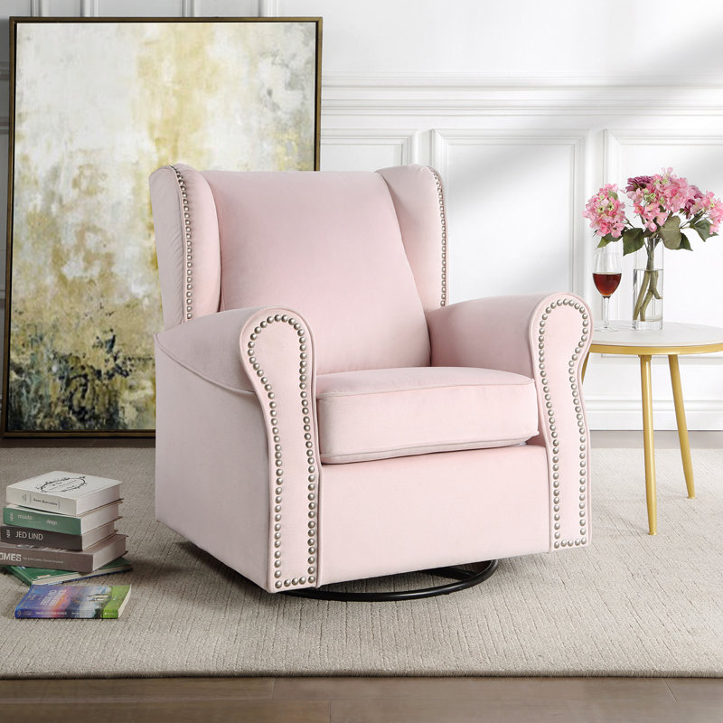 Fabric Upholstered Swivel Function Chair with Glider