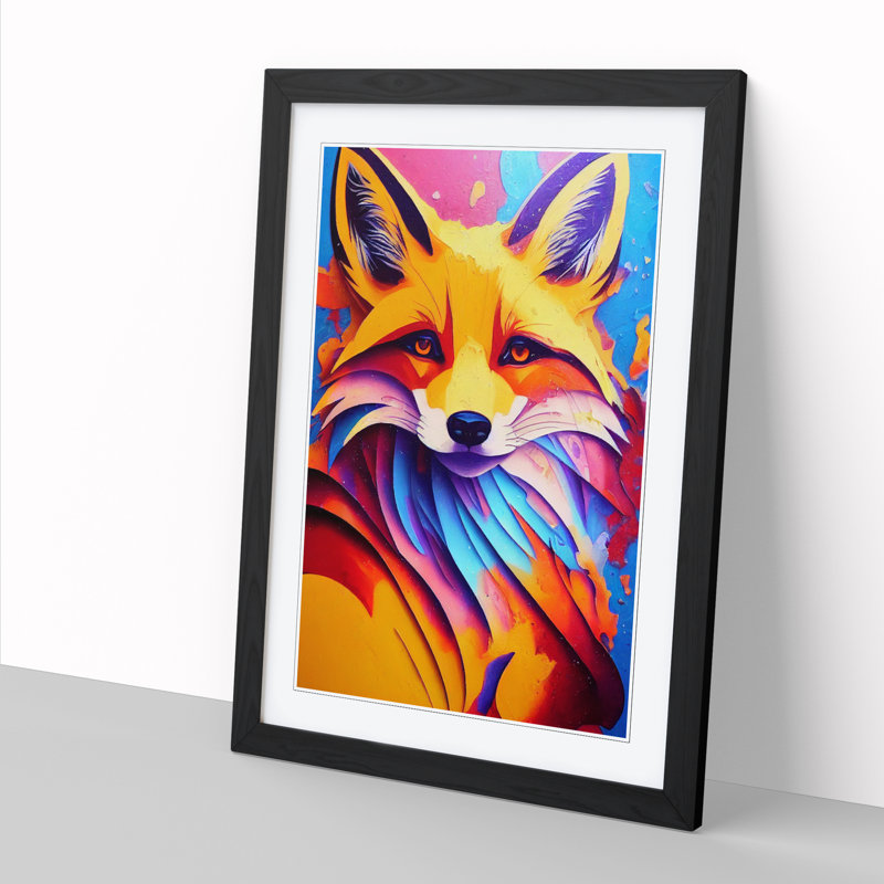 FRM-V0523-1031X Fox Pouring - Single Picture Frame Print, 64cm H x 46cm W x 2cm D, Oak Framed