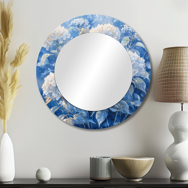 Hortensias dans le jardin d'hiver - Art mural traditionnel en miroir - imprimé sur métal, 23 po x 23 po