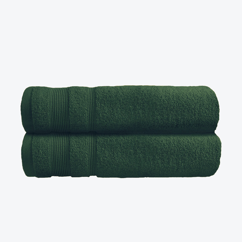 Quick Dry Luxury Standard Cotton Bath Towels Set, Dark Green