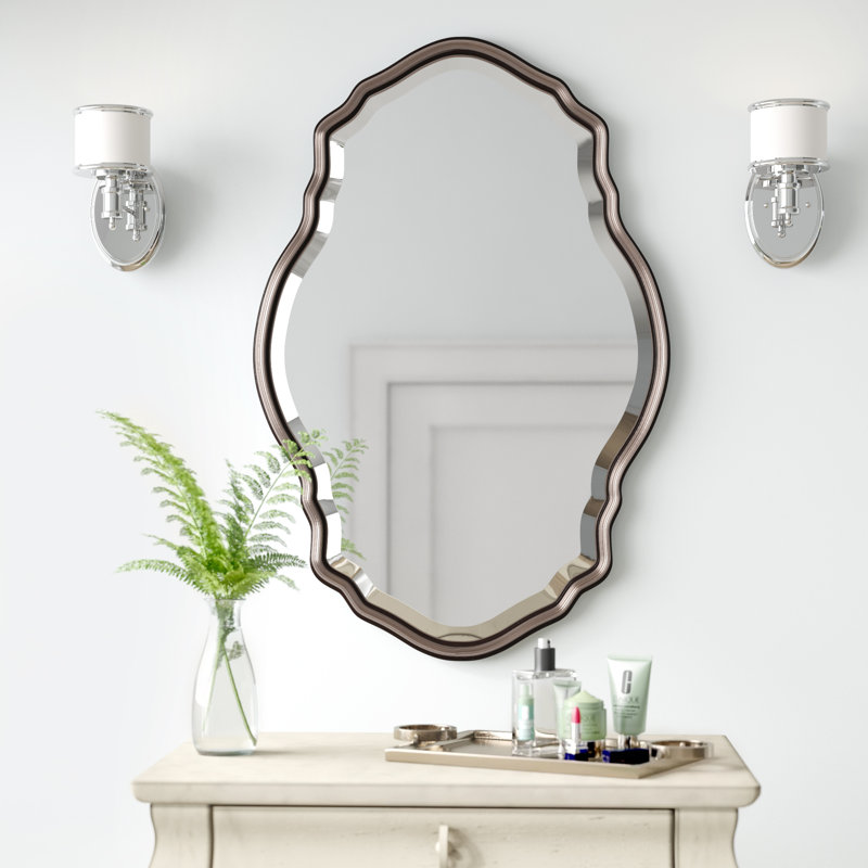 Oaklynn Wood Elongated Wall Mirror, Dark Bronze