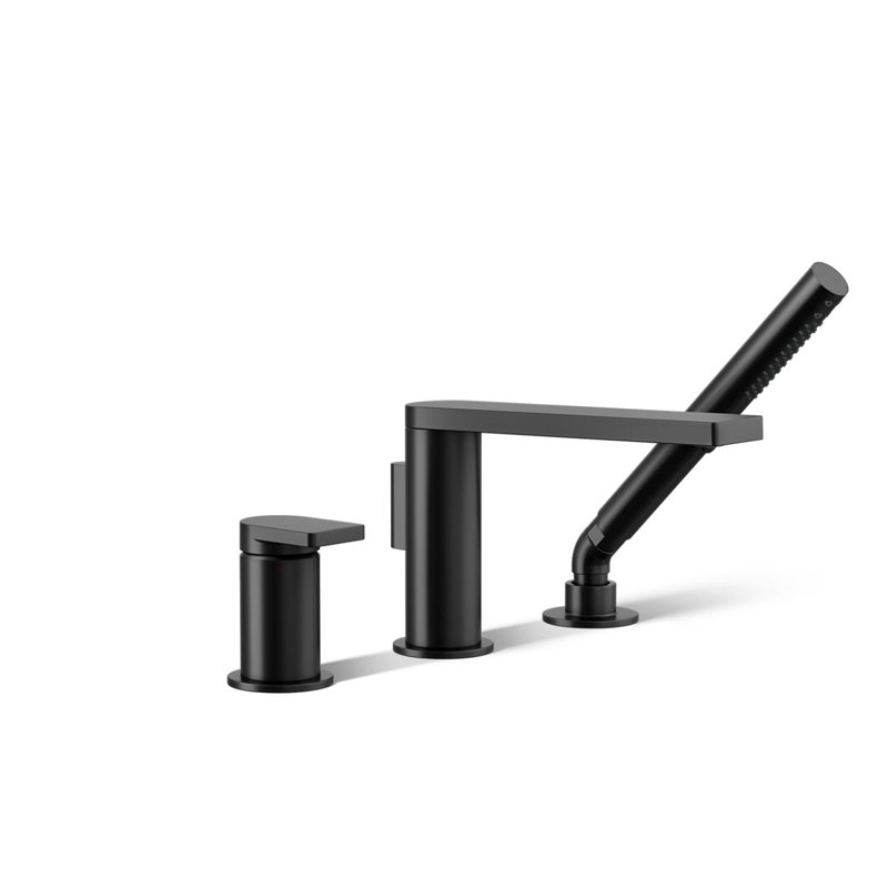 Composed Deck-Mount Bath Faucet With Handshower, Matte Black