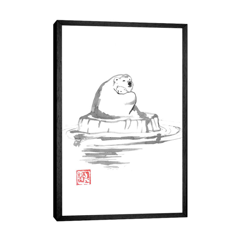 Polar Bears by Péchane - Painting on Canvas, Black Framed, 66.04 cm H x 45.72 cm W