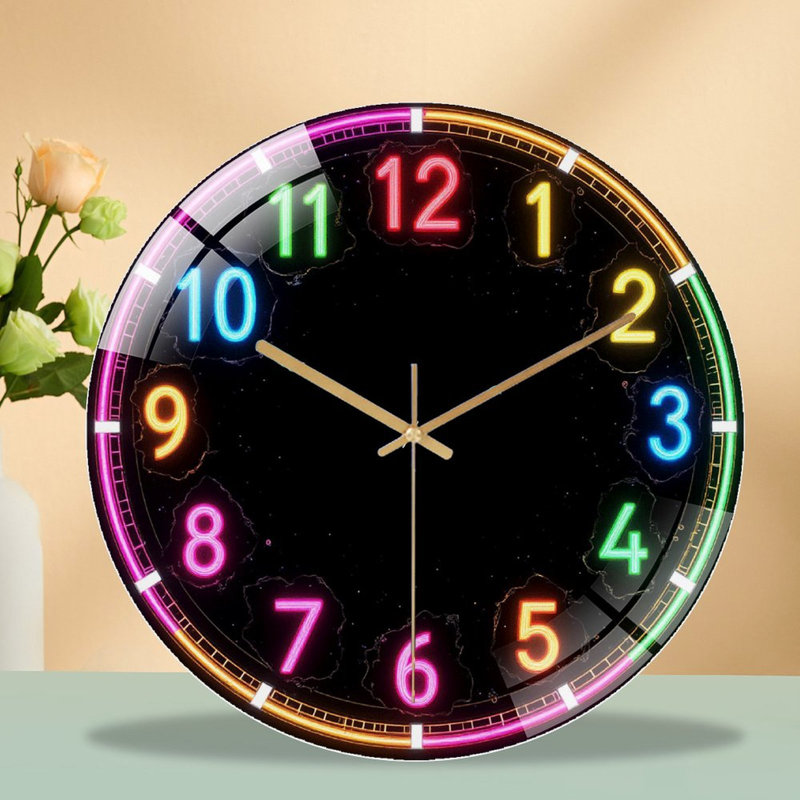 LED Wall Clock for Decoration Art - 12'' Modern Glass Wall Clock