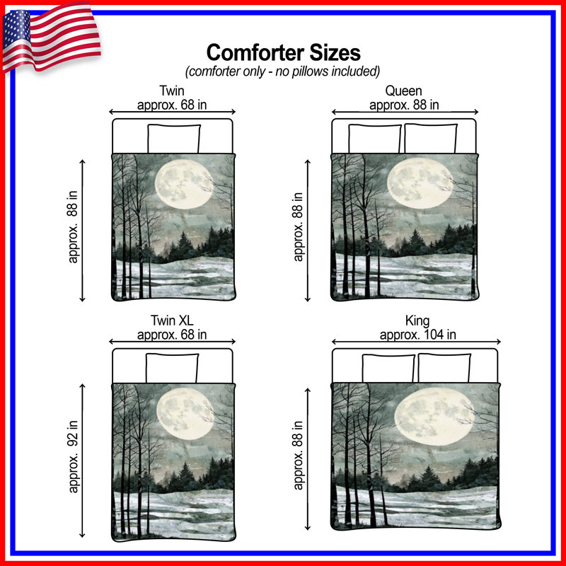 Full Moon Winter Landscape Comforter, Twin Extra Long