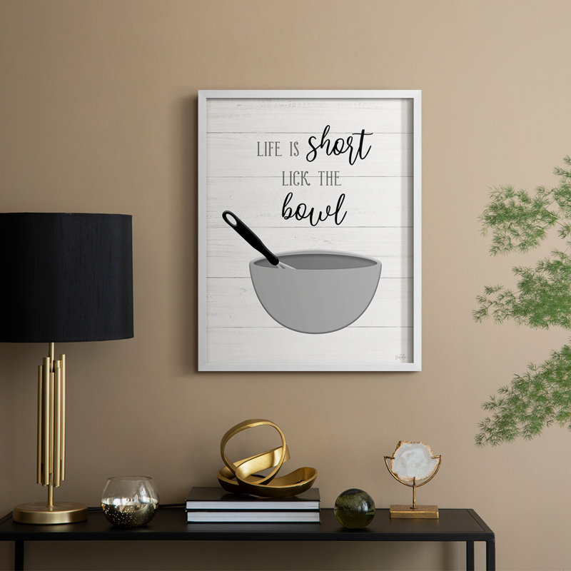 «Lick The Bowl», reproduction encadrée - bois massif, H 11 po x l 9 po, Blanc