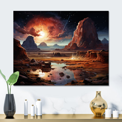 Futur Cosmic Sunrise On Moon I - art mural en métal Planète de l'espace