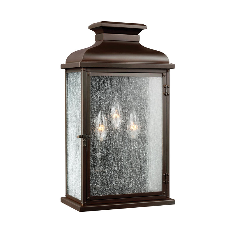 Pediment Wide Lantern from Visual Comfort Studio, Dark Weathered Zinc, 18.12" H x 10" W x 6" D