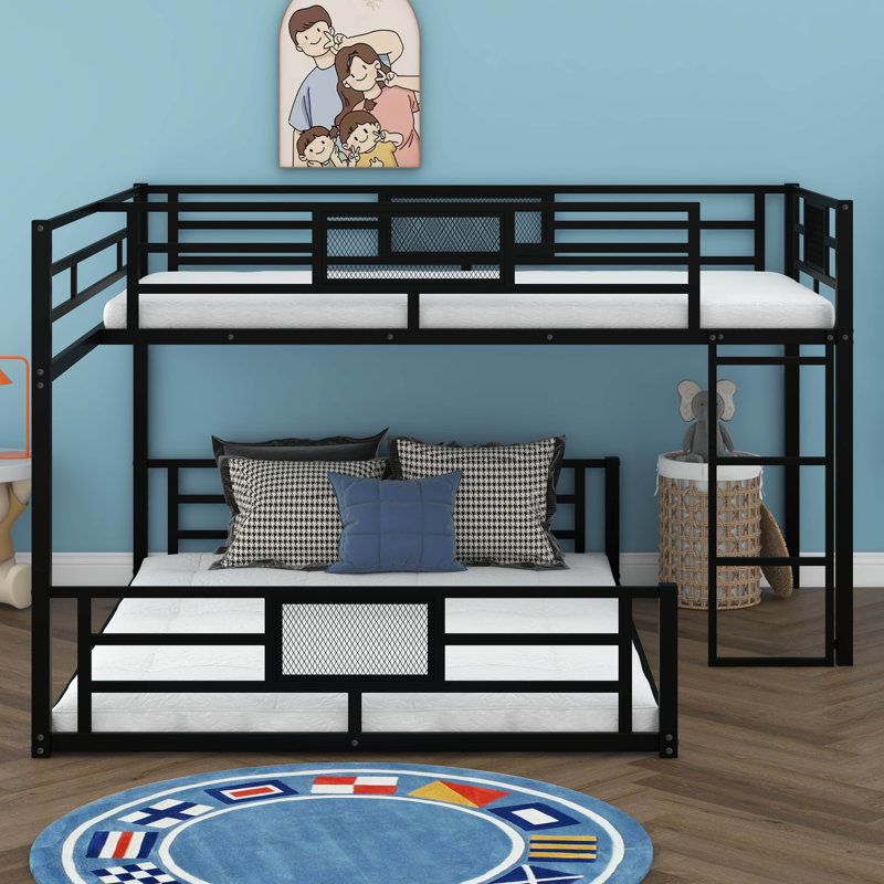 L-Shaped Metal Twin Over Full Size Bunk Bed