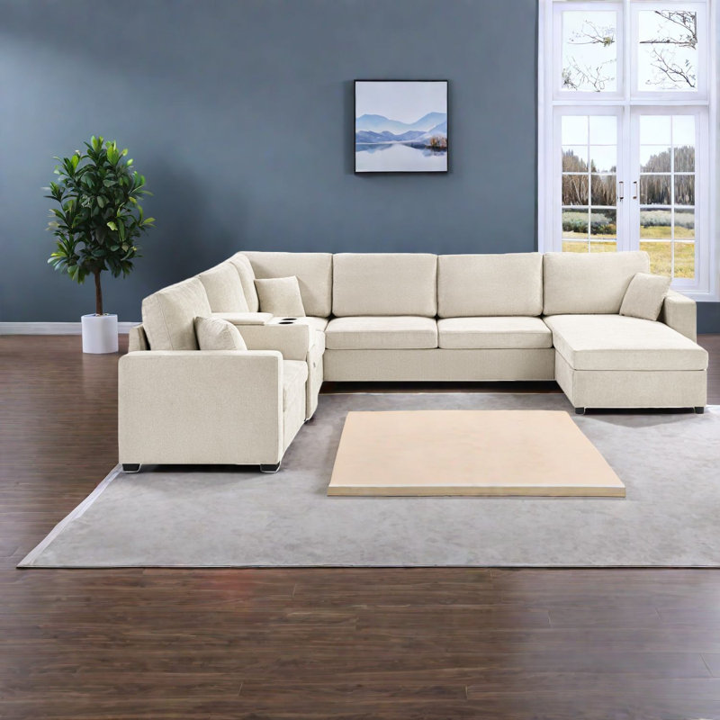 Canapés modulaires polyvalents, chenille beige confortable, style moderne pour la vie familiale