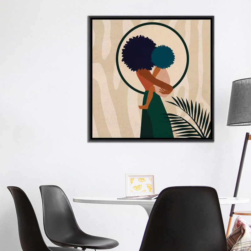 Stay Home No. 3 - impression d'art graphique, H 37 po x l 37 po x P 1,5 po, Toile avec cadre noir patiné, Aucun mat