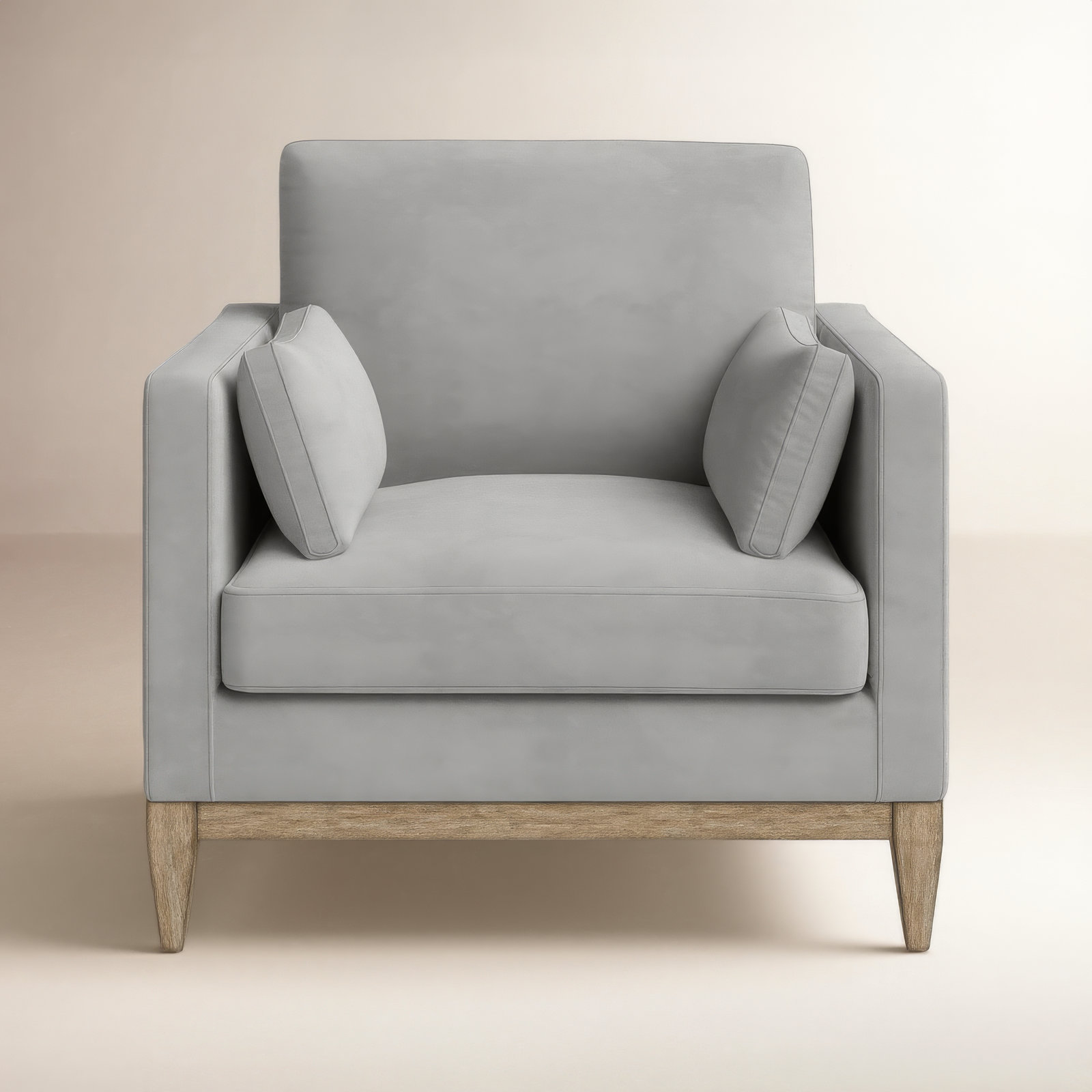 Pera Pine Armchair, Opal Gray Velvet