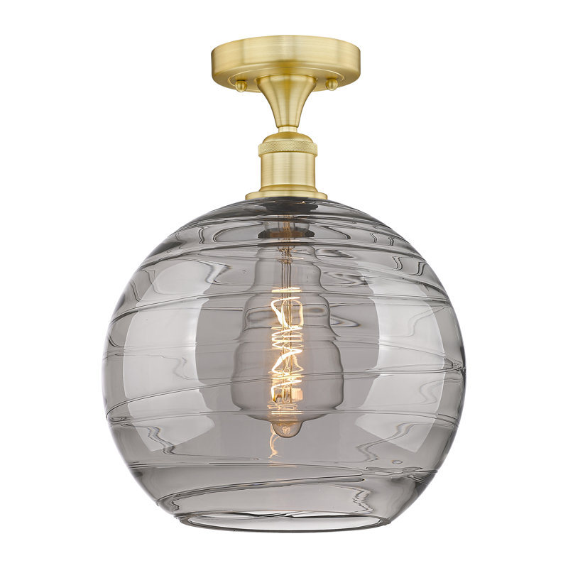 Plafonnier semi-encastré 1 lumière, Or, H 13,5 po x l 13,75 po x P 13,75 po