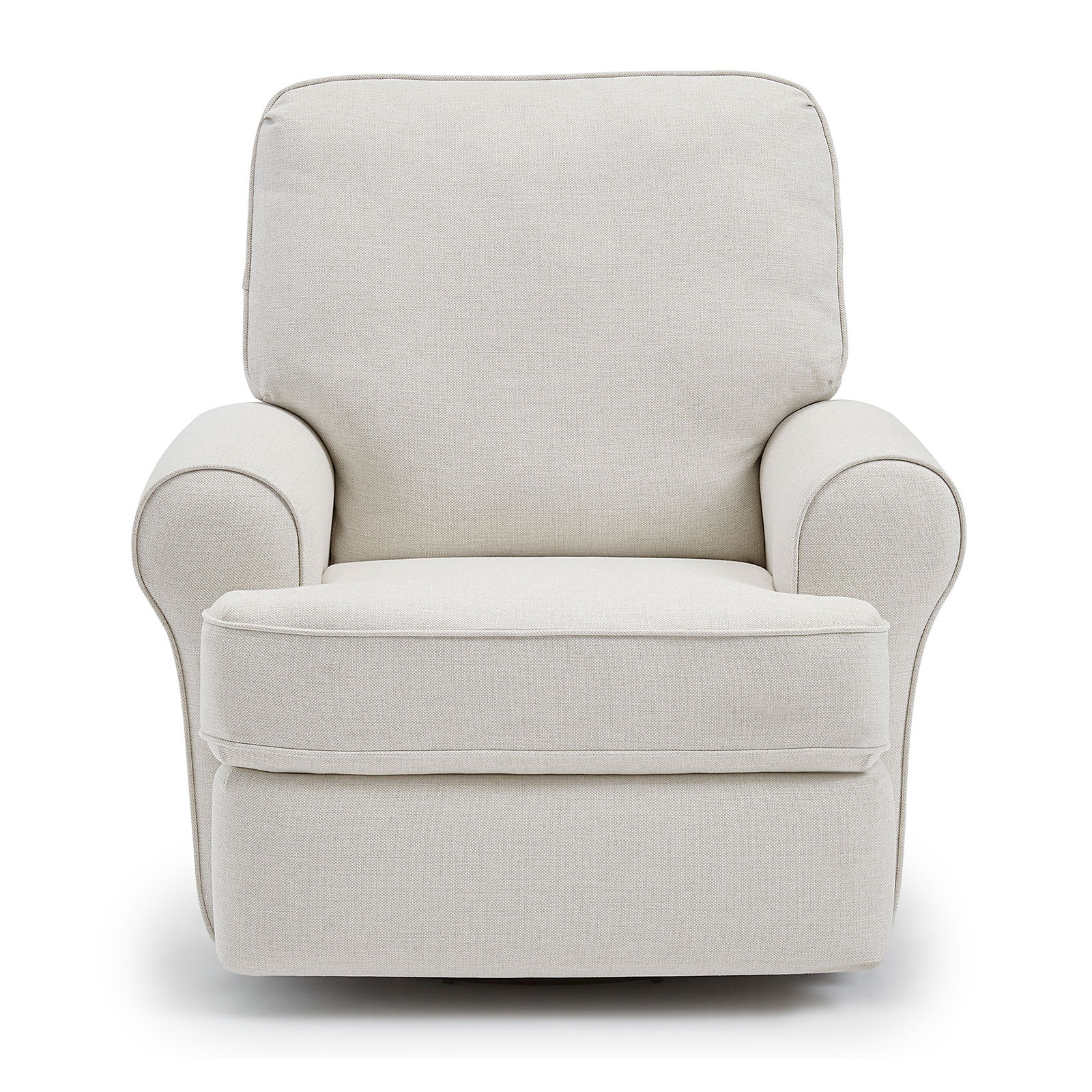 Aubry Upholstered Swivel Reclining Glider, Snow Ivory Performance