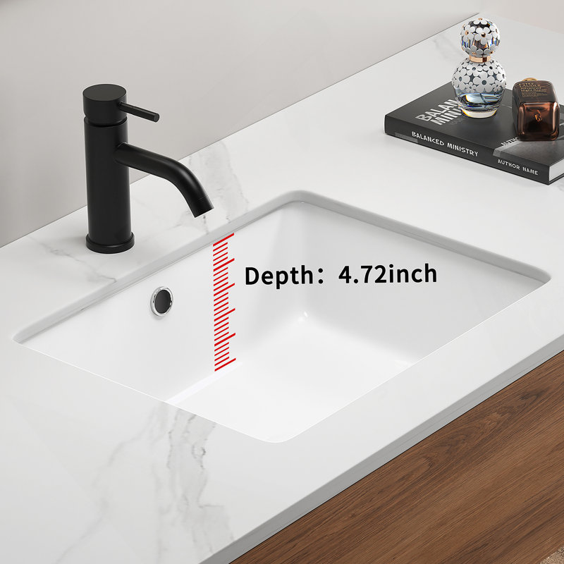 Rectangular Undermount Bathroom Sink  Vessel Sink,Undermount Bathroom Sink Rectangle, White Ceramic Lavatory Vanity Basin With Overflow