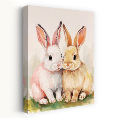Cute Bunny Pair by Ohkimiko - Wrapped Canvas Print