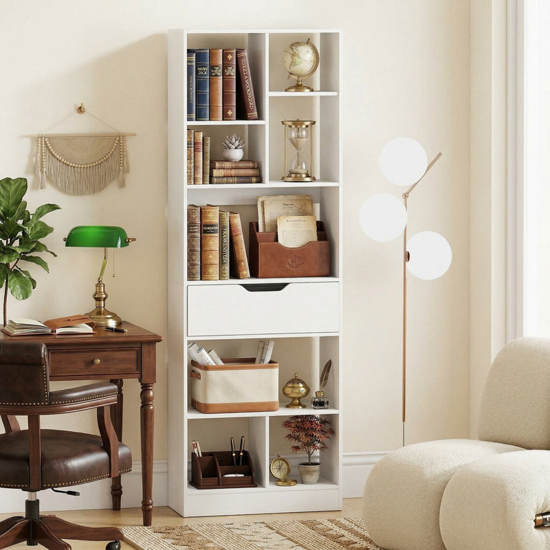 Bibliothèque de rangement autoportante de 61 cubes de hauteur 61 po, tiroir coulissant lisse et trousse de sécurité anti-basculement, convient au salon, au bureau et à la salle de jeux
