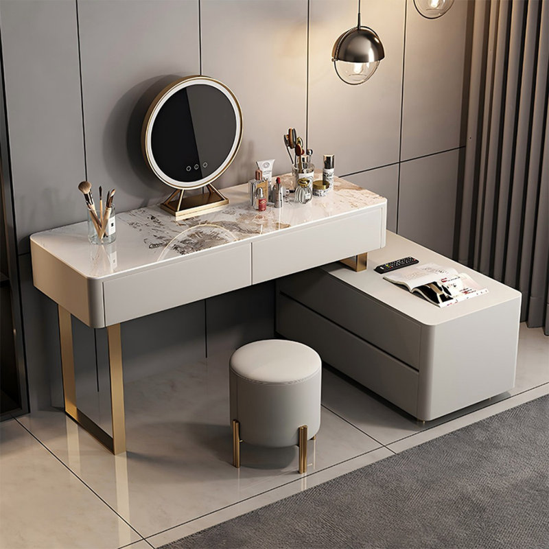 Makeup Vanity with Light mirror,4 drawers,Power Outlet