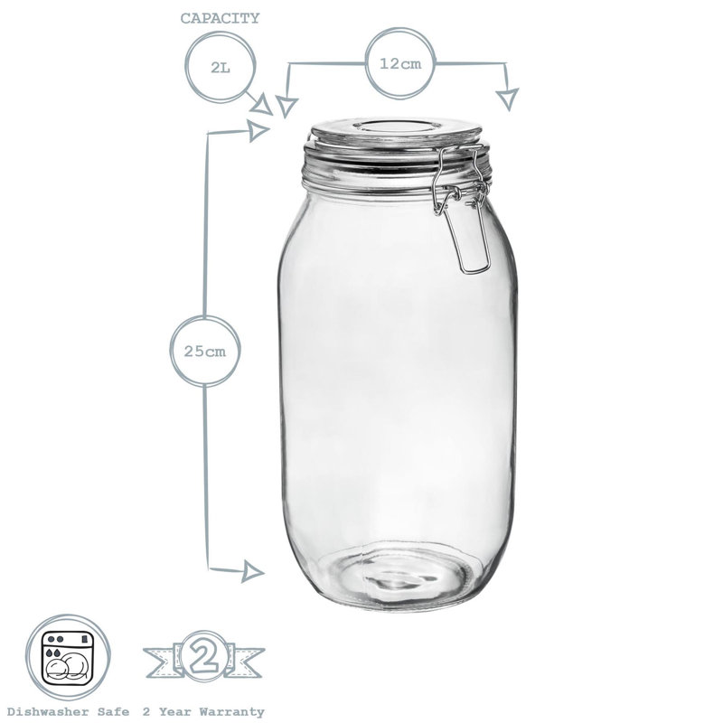 Glass Jar - Set of 3, 26cm H x 13cm W x 13cm D