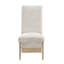 Table de salle à manger moderne en beige, finition faux marbre, 4 chaises rembourrées, base à double piédestal, forme rectangulaire, dossier solide, 4 sièges, siège en bois d'hévéa blanc avec plateau-1968081969-1968081968