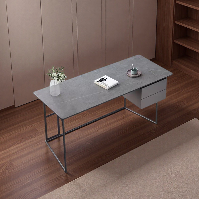 Bureau en pierre frittée de qualité supérieure, H 29,53 po x l 62,99 po x P 23,62 po, Gris